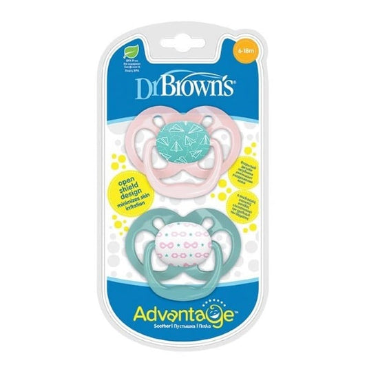Dr. Brown's Advantage Silicone Soother 6-18m (PA22002)  2 copë - Rozë-Portokalli e Ndritshme
