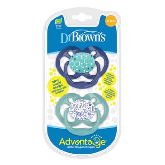 Dr. Brown's Advantage Silicone Soother 6-18m (PA22002)  2 copë - Blu-Veraman