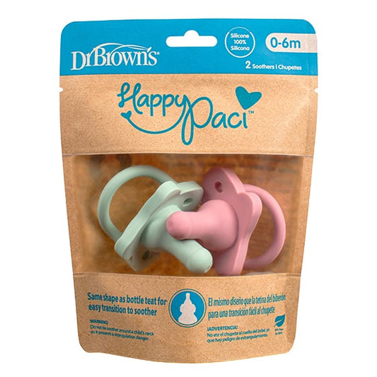 Dr. Brown's Silicone Soothers for 0-6m  2 copë - Rozë-Jeshile
