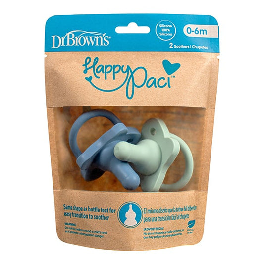 Dr. Brown's Silicone Soothers for 0-6m  2 copë - Blu-Jeshile