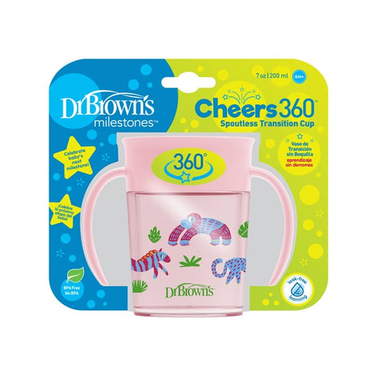 Dr. Brown's Cheers 360° Spoutless Transition Cup 6m+  200ml - Pink-Monkey