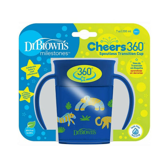 Dr. Brown's Cheers 360° Spoutless Transition Cup 6m+  200ml - Blue-Monkey