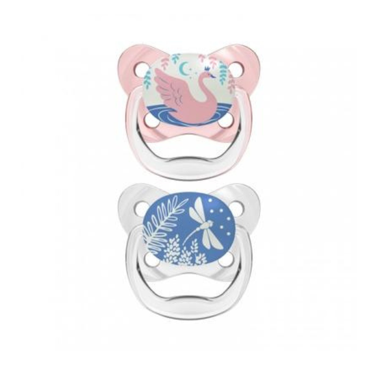 Dr. Brown's Prevent Glow-in-the-Dark Silicone Soother 6-18m (PV22007)  2 copë - Rozë-Transparente