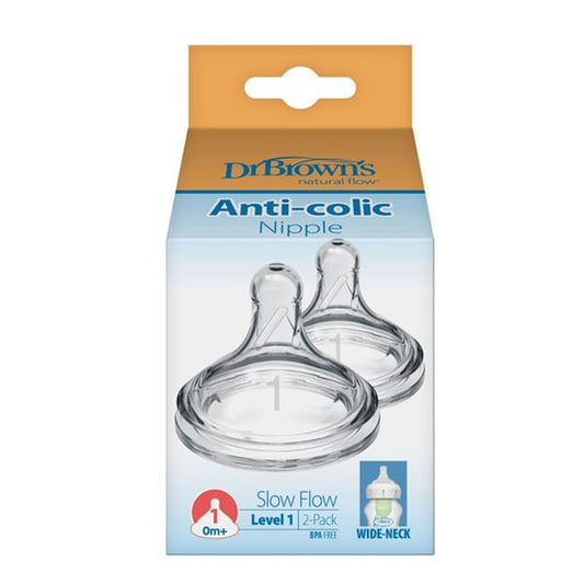 Dr. Brown’s Natural Flow Anti-Colic Nipple (1201) 0m+ Level 1  2 copë