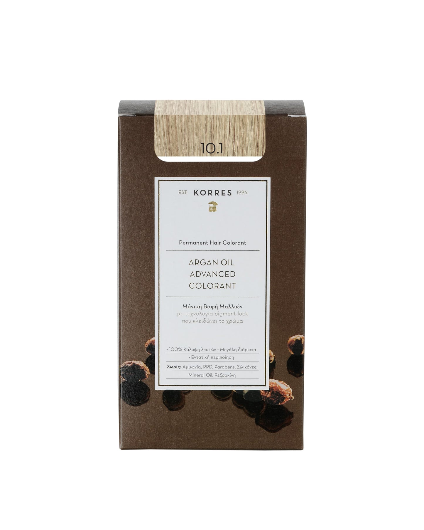 Korres Argan Oil Advanced Colorant with Pigment-Lock Technology 10.1 Platinum Ash Blonde  50 ml