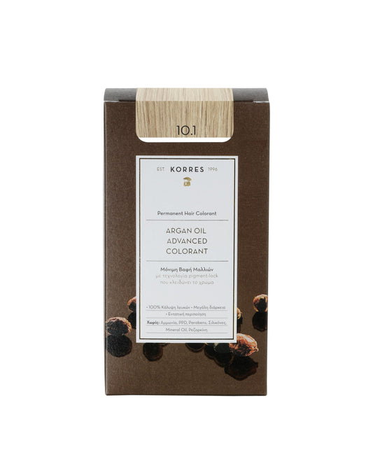 Korres Argan Oil Advanced Colorant with Pigment-Lock Technology 10.1 Platinum Ash Blonde  50 ml