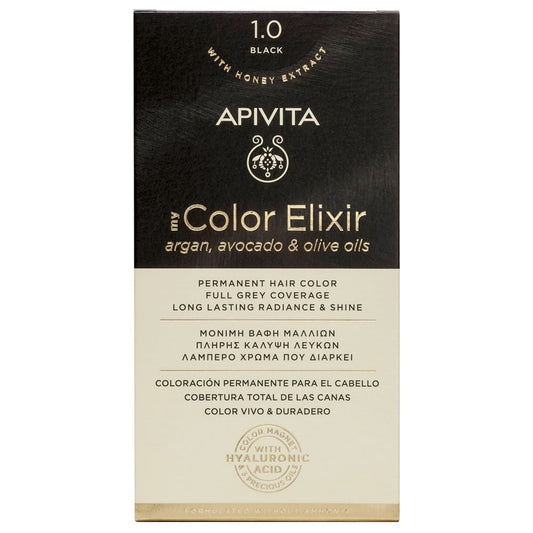 Apivita My Color Elixir Permanent Hair Color No 1.0 Black  1 copë