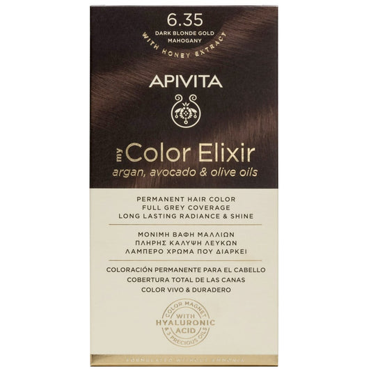 Apivita My Color Elixir Permanent Hair Color No 6.35 Dark Blonde Gold Mahogany  1 copë