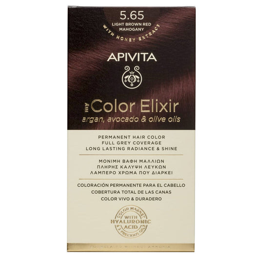Apivita My Color Elixir Permanent Hair Color No 5.65 Light Brown Red Mahogany  1 copë