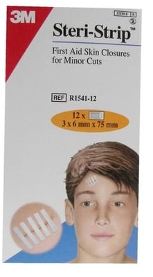 3M Steri-Strip, Adhesive Skin Convergence Tapes 1541R-12 (6mm x 7.5cm)  12 copë