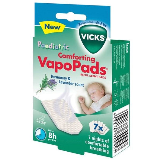 Vicks Pediatric Comforting Vapo Pads Rosemary & Lavender Scent Tablets for Infants 3m+ & Children  7 tableta