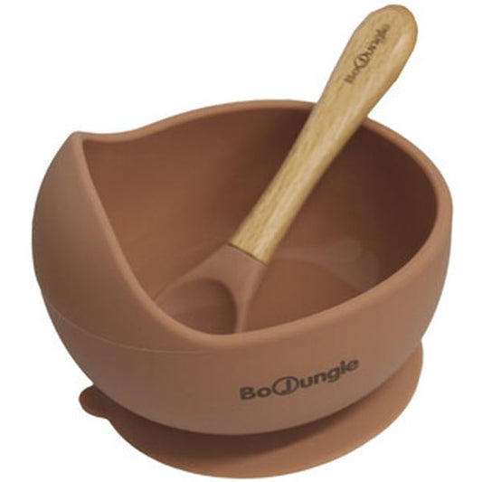 Bo Jungle Kids Feeding Set with Silicone Suction Bowl & Spoon  1 set - TERRAKOTA