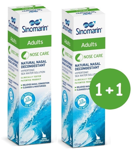 2 x Sinomarin Adults Natural Nasal Decongestant Hypertonic Sea Water Solution  2x125ml