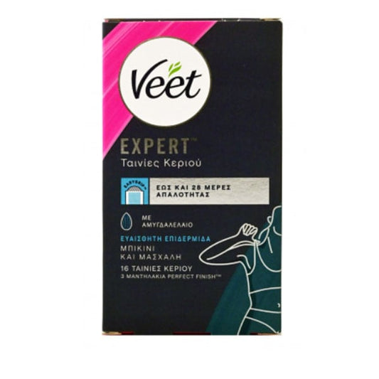 Veet Expert Hair Removal Cold Wax Strips Bikini & Armpit for Sensitive Skin  16 copë