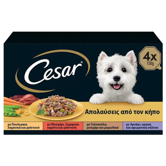 Cesar Wet Food Delights from the Garden with Chicken/Beef/Turkey/Lamb for Small Dogs in a Tray  4x150gr