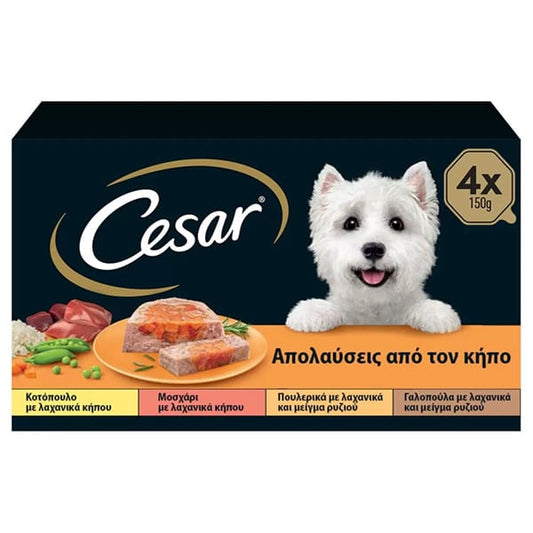 Cesar Wet Food Delights from the Garden with Chicken/Beef/Poultry/Turkey for Small Dogs in Tray  4x150gr