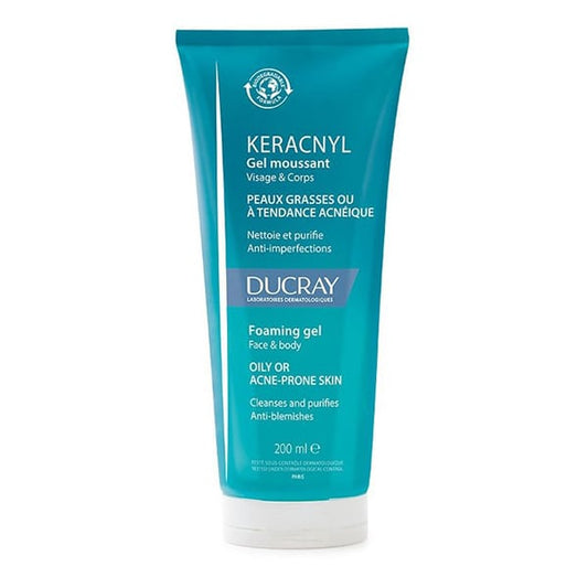 Ducray Keracnyl Foaming Gel Face & Body for Oily/Acne-Prone Skin  200 ml