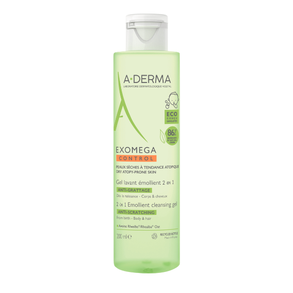 A-Derma Exomega Control Anti-Scratching 2in1 Emollient Cleansing Gel  200 ml