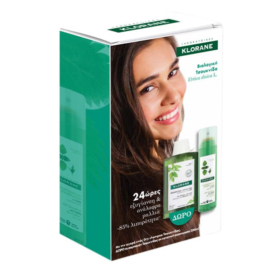 Klorane Promo Dry Shampoo with Nettle for Oily Hair, 150ml & Free Shampoo with Nettle, 200ml  1 set