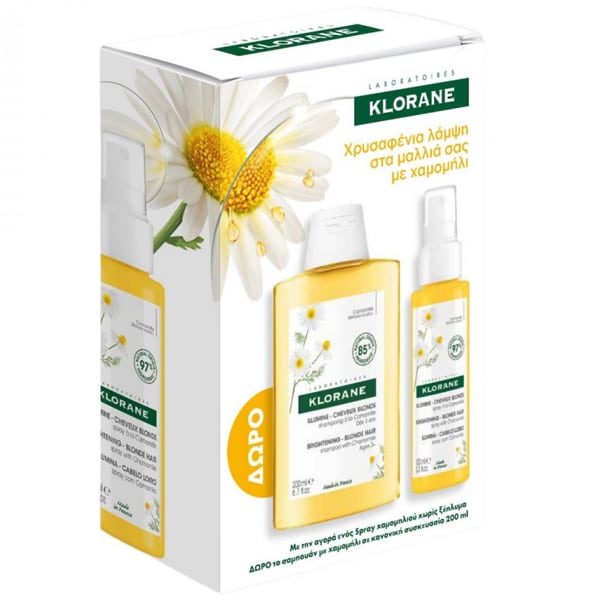 Klorane Set with Chamomile for Blonde Hair with Chamomile Shampoo for Blonde Hair, 200ml & Chamomile Spray 3in1, 100ml  1 set