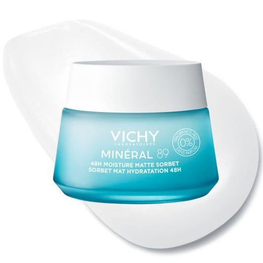 Vichy Mineral 89 Cream - Gel Sorbet Mat Hydration 48H for Oily Skin  50 ml