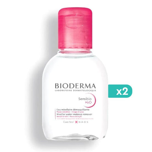 2x Bioderma Sensibio H2O Micellar Cleansing Water for Face, Eyes & Lips  2x100ml