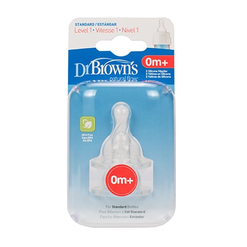 Dr. Brown's Options 302 Silicone Teats 0m+ for Narrow Bottles  2 copë