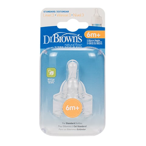 Dr. Brown's Options 332 Silicone Teats 6m+ for Narrow Bottles  2 copë