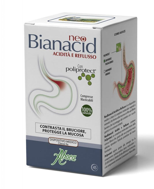 Aboca Neo Bianacid for Acidity & Reflux of the Gastroesophageal Mucosa  45 tableta përtypëse