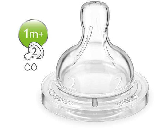 Philips Avent SCF632/27 - Slow Flow Silicone Teats with 2 Holes 1m+  2 copë