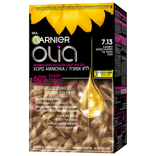 Garnier Olia Permanent Hair Dye No7.13 Dirty Blonde Beige  60g