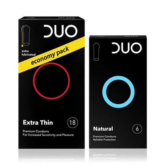 Duo Promo Pack with Extra Thin Condoms, 18pcs & Natural Condoms  6 copë