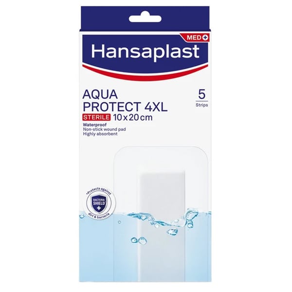 Hansaplast Aqua Protect 4XL Sterile Waterproof Non-Stick Wound Pad (10 x 20cm)  5 copë