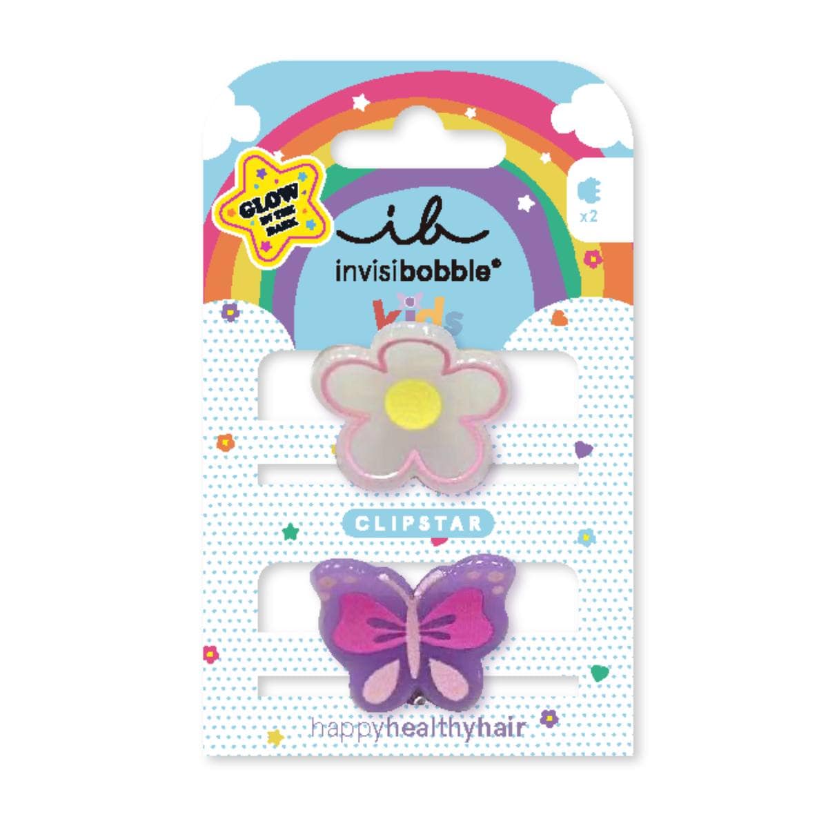 Invisibobble Clipstar Glow Kids Happy Flower Hair Clips  2 copë