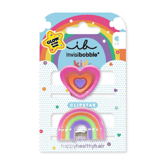 Invisibobble Clipstar Glow Happy Heart Kids Hair Clips  2 copë
