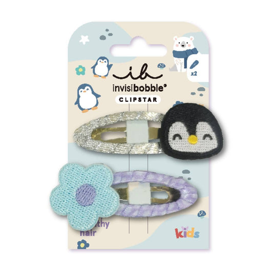 Invisibobble Snap Clip Polar Penguin Kids Hair Clips  2 copë