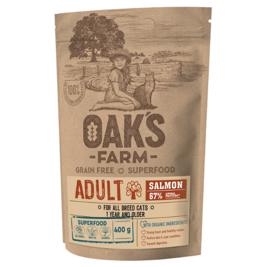Oak's Farm Cat Adult Grain Free Superfood Salmon  400g