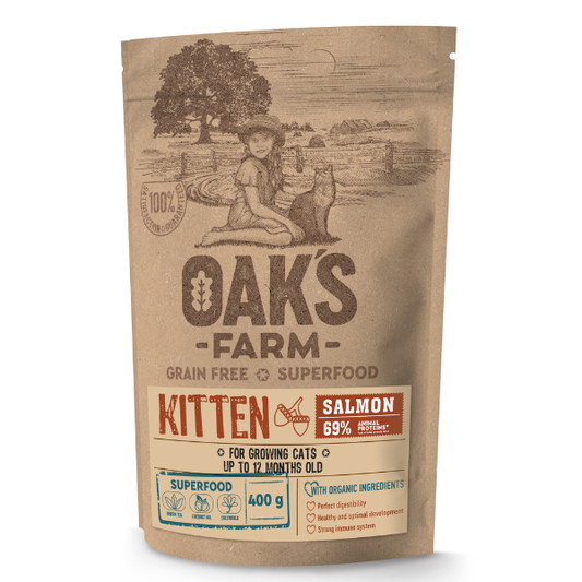 Oak's Farm Grain Free Superfood Kitten Salmon  400g