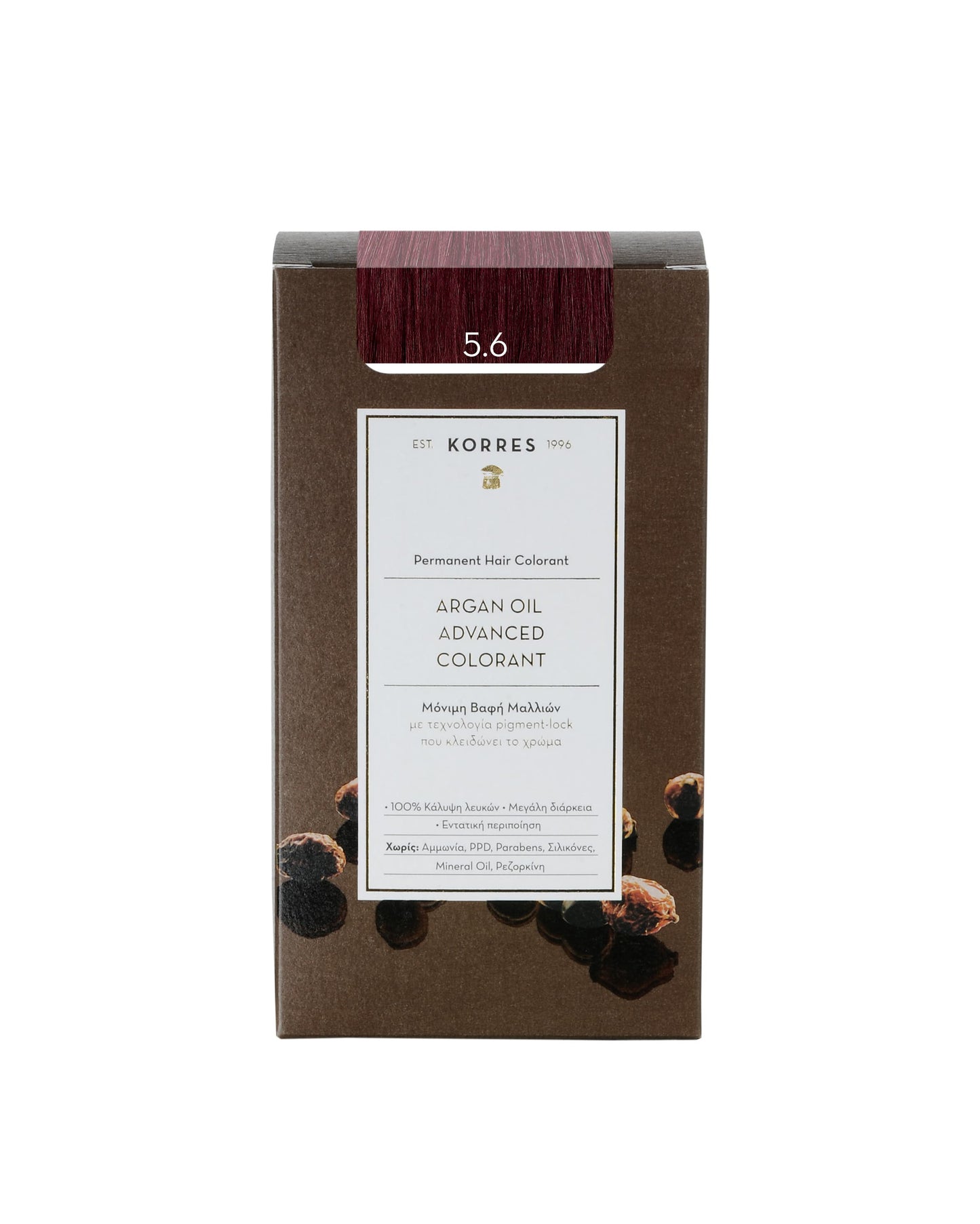 Korres Argan Oil Advanced Colorant with Pigment-Lock Technology 5.6 Red Light Brown  50 ml
