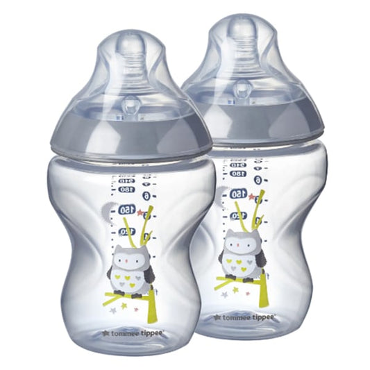 Tommee Tippee Bottles Closer to Nature Low Flow Bottle with Ollie the Owl Design 0m+  2x260ml