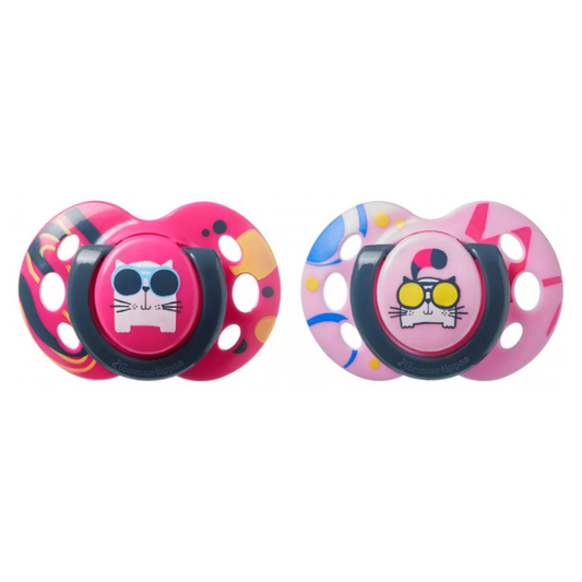 Tommee Tippee Fun Style Orthodontic Silicone Soother 6-18m  2 copë - Fuksi-Rozë