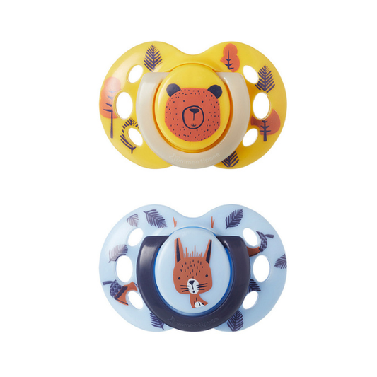 Tommee Tippee Fun Style Orthodontic Silicone Soother 6-18m  2 copë - E verdhë-Blu e çelët