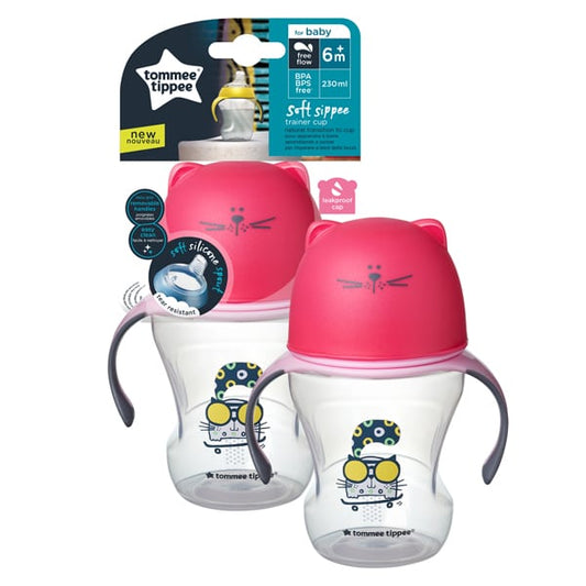 Tommee Tippee Soft Sippee Trainer Cup with Soft Silicone Spout & Handles Pink 6m+  230 ml