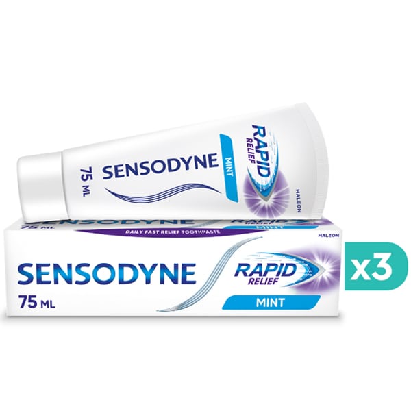 3x Sensodyne Rapid Relief Toothpaste for Sensitive Teeth  3x75ml