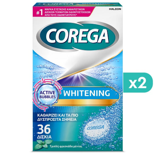 2x Corega Tabs Whitening Denture Cleanser  2x36 skeda