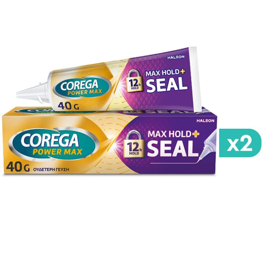 2x Corega Max Hold+Seal Denture Adhesive Cream  2x40g