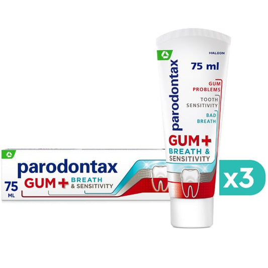 3x Parodontax Gum+ Breath & Sensitivity Toothpaste  3x75ml