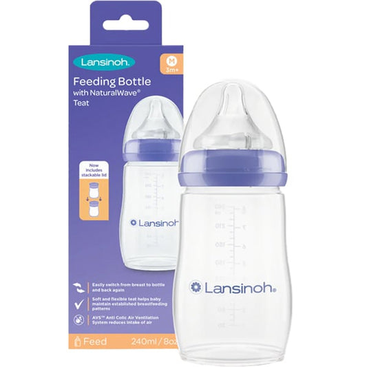 Lansinoh Feeding Bottle with Medium Flow Teat from 3+ Months  240 ml