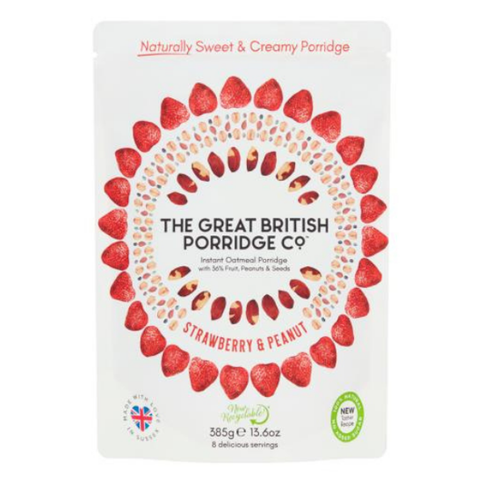 The Great British Porridge Strawberry & Peanut Butter Natural Instant Porridge  385gr