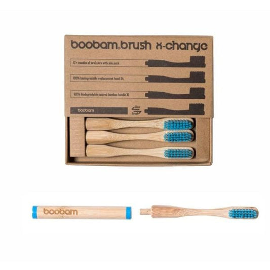 Boobam Brush X-Change Medium Adult Toothbrush 1 Handle & 4 Heads  1 set - blu